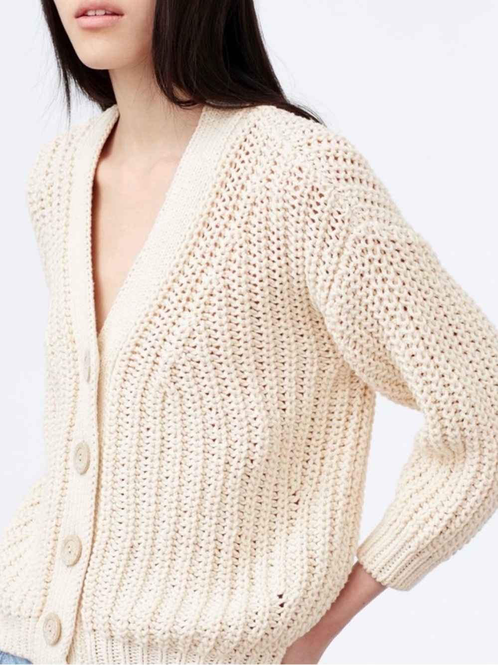 Babaa No 18 Chunky knit cardigan in natural